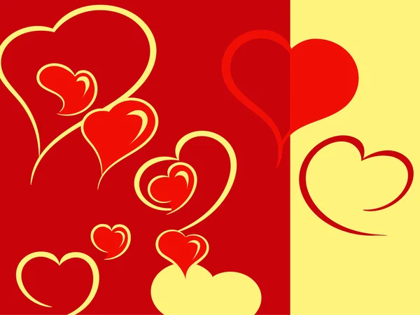 Kalbin Sıcak Bir Arka Plan Üzerinde Kırmızı Sarı Karakterler — Stok Vektör