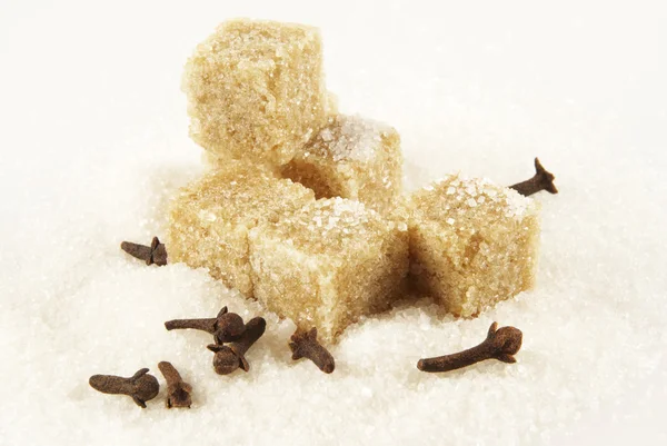 Spicinesses Pieces Brown Sugar Crystals White Sugar — Stock Photo, Image