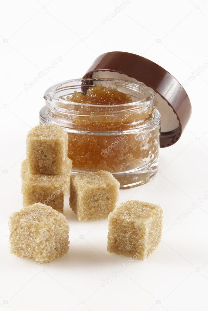 Body scrub with brown sugar crystals