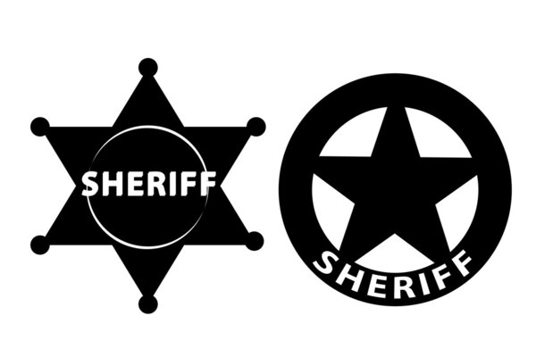 Black vector Sheriff star on white background