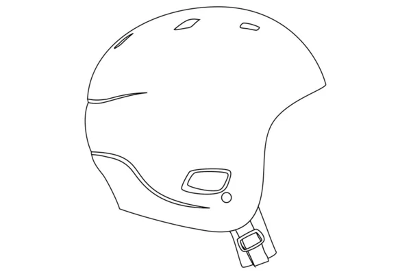 Black Outline Sports Helmet White Background — Stock Vector