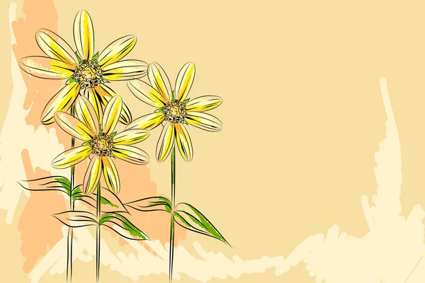 Bunga Vektor Kuning Yang Indah Pada Latar Belakang Cahaya - Stok Vektor