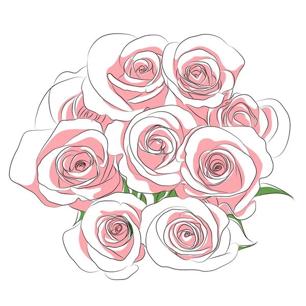 Rosas Vectoriales Rosadas Sobre Fondo Blanco — Vector de stock