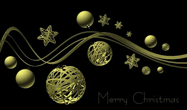 Stilvolle Weihnachtsgrußkarte mit goldener Dekoration — Stockfoto
