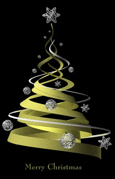 Stilvoll golden geschmückter Weihnachtsbaum — Stockfoto