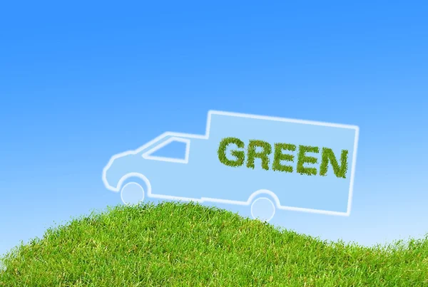 Green car rides — Stock Photo, Image