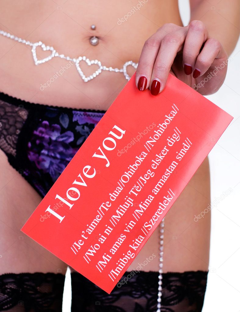Sexy woman in stockings - Valentine's Day card close