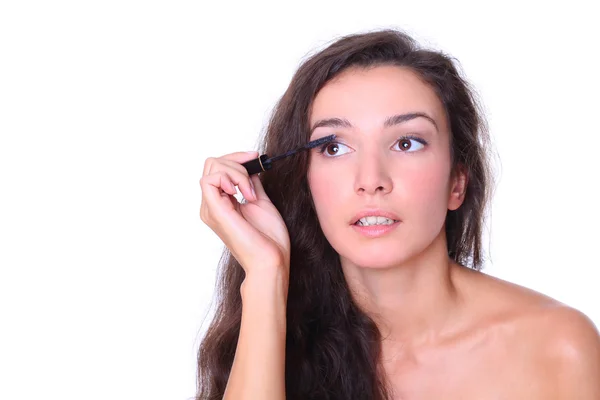 Schöne Frau - Make-up isoliert auf weißem Hintergrund — Stockfoto