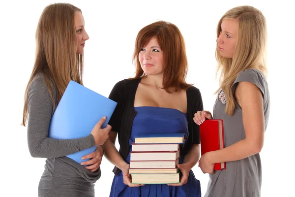 Young cute women students chating — Stock Photo, Image