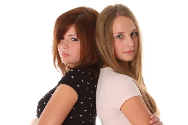 Young women friends - two fashion model. Face closeup — Stock Photo, Image