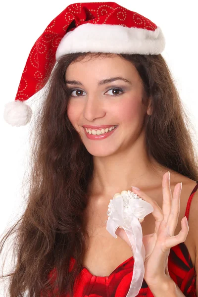 Kvinna med jul eller nyår dekoration — Stockfoto