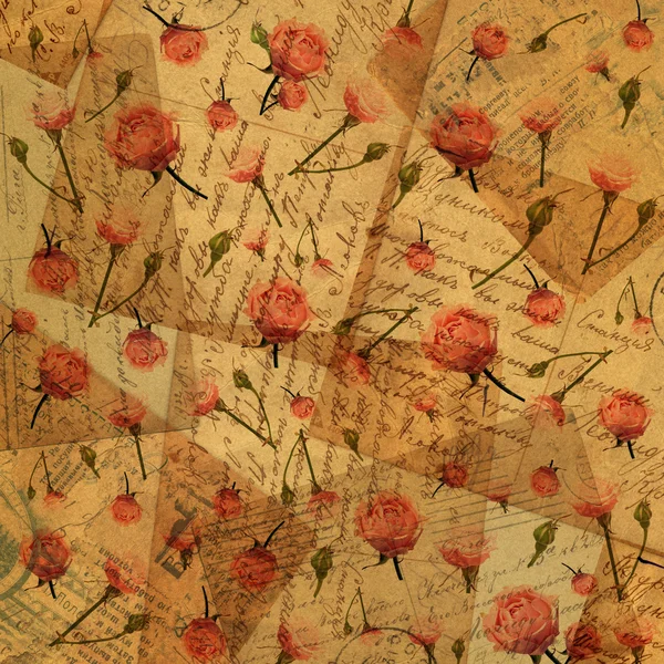 Vintage papier met bloemen - achtergrond voor scrapbooking — Stockfoto