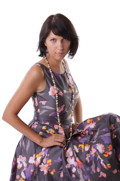 ヴィンテージで真珠のファッションモデルをドレスします。 — ストック写真