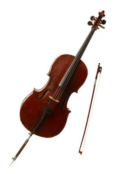 Beyaz izole klasik müzik aleti - çello — Stok fotoğraf
