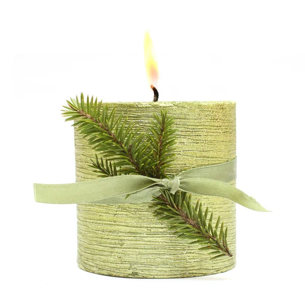 Vánoční svíčka izolované na bílém — Stock fotografie
