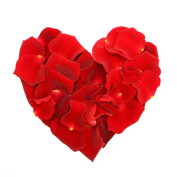 Rosenblad kärlek hjärtat isolerad på vit bakgrund — Stockfoto