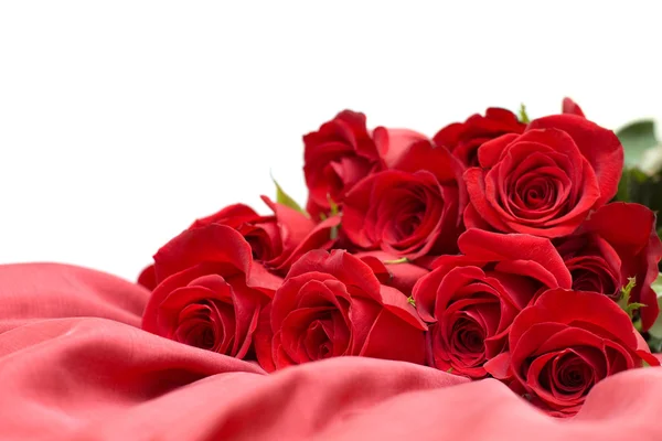 Red roses and silk isolated Stock Picture
