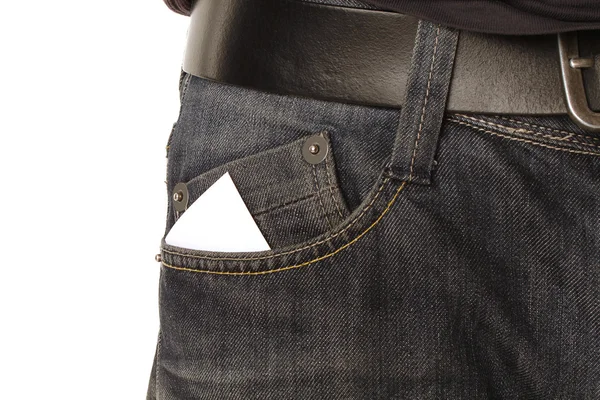 Observera i pocket jeans — Stockfoto