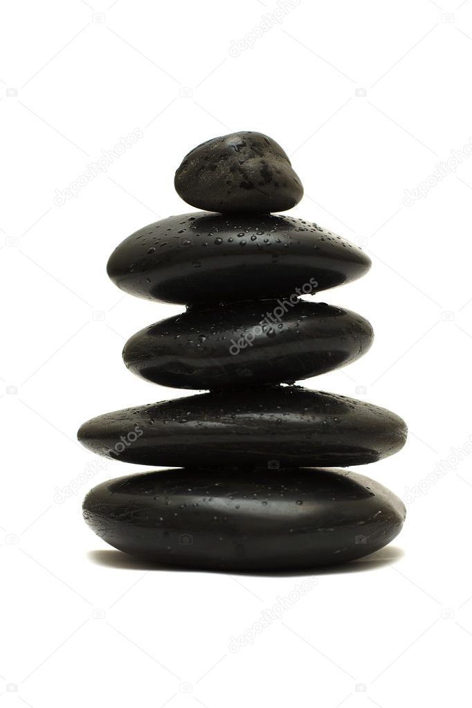Black stones isolated on white background