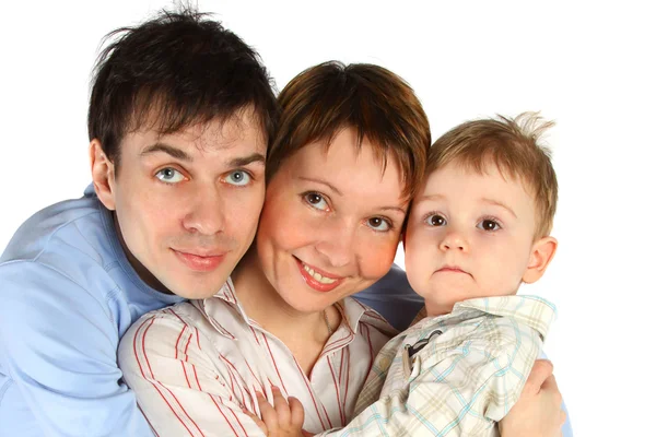 Family lifestyle portrait isolated on white — Stock Photo, Image