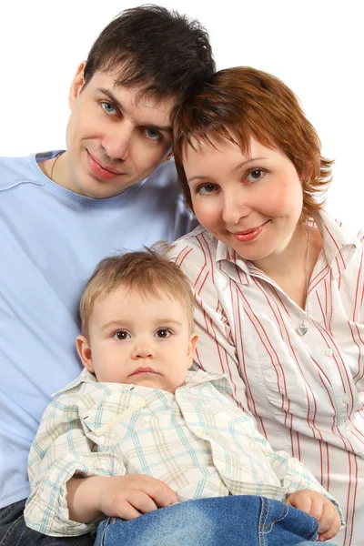 Casual cheerful family - parent and son — Stock Photo, Image