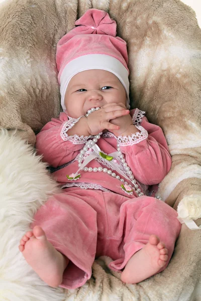 Mooie Pasgeboren Babymeisje Vintage Achtergrond — Stockfoto