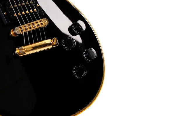 Guitarra Eléctrica Negra Close Fondo Musical Arte — Foto de Stock