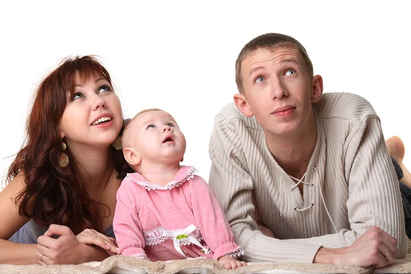 Família - pai, mãe, filho - olhar para cima — Fotografia de Stock