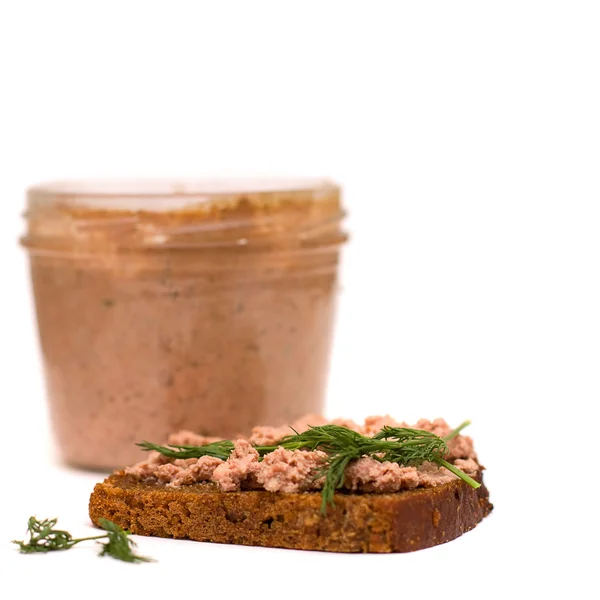 Toasted bread with pate and dill — Stock Photo, Image