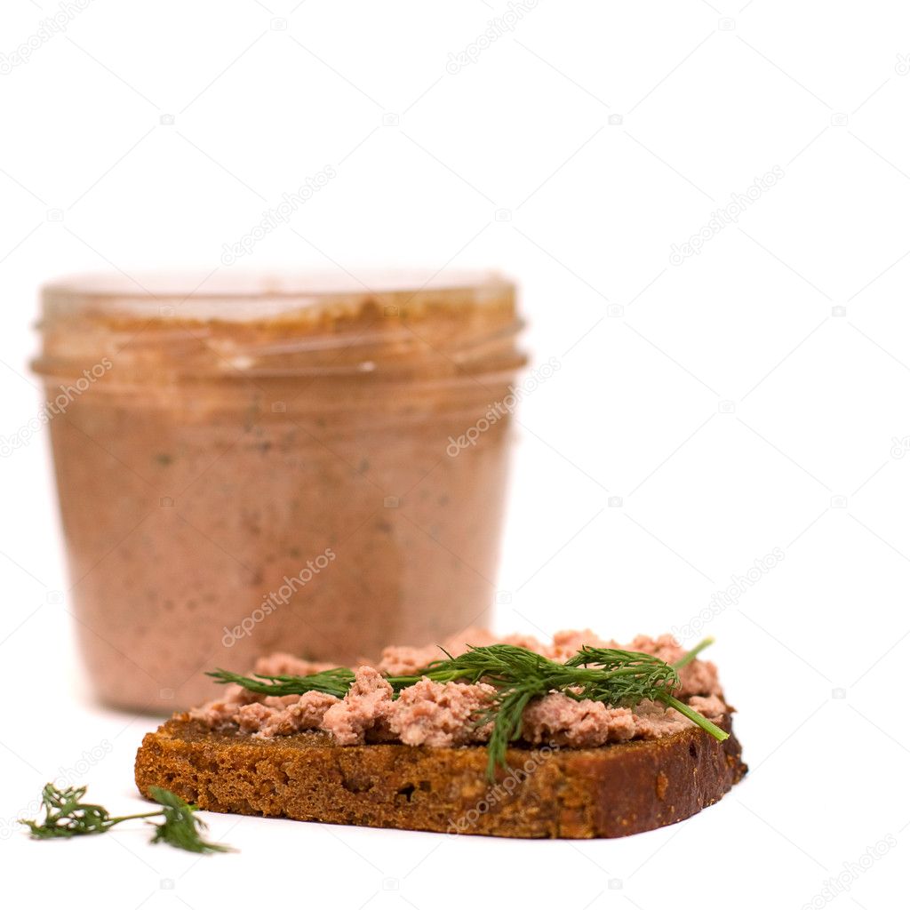 Toasted bread with pate and dill