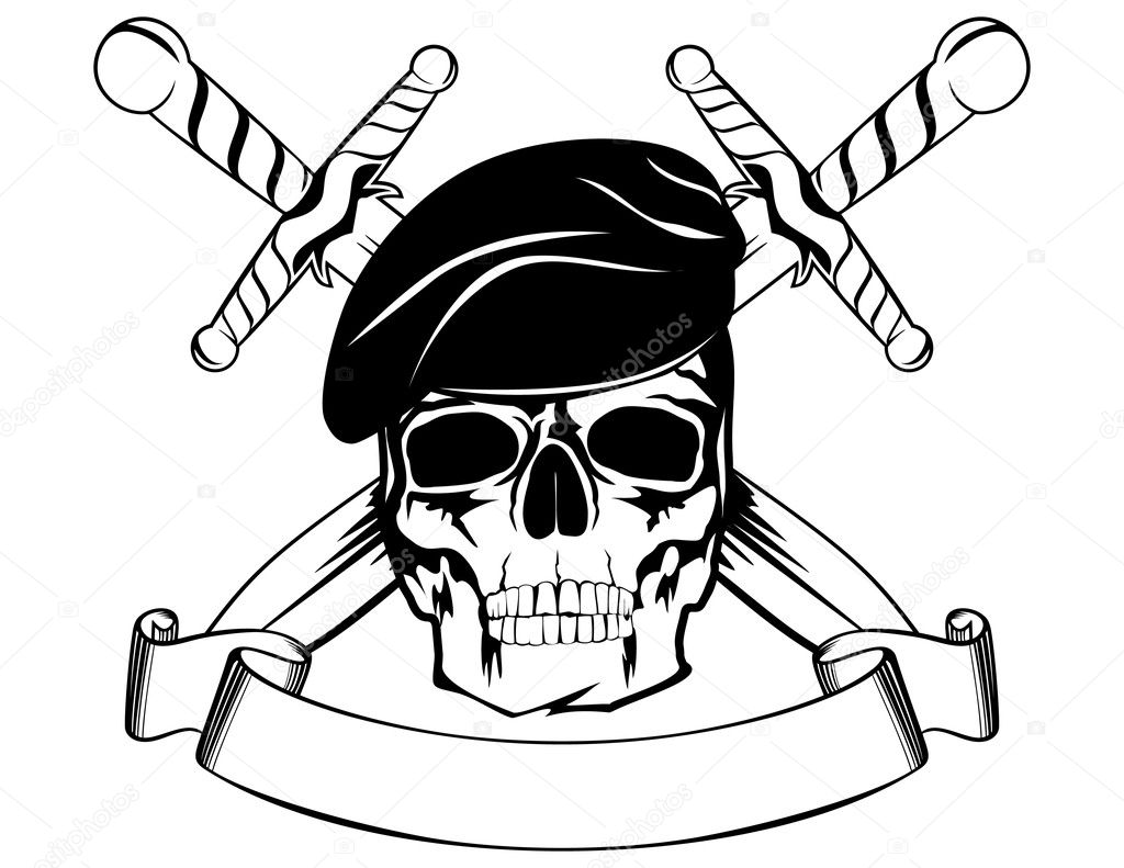 Skull in beret — Stock Vector © SS1001 #5277403