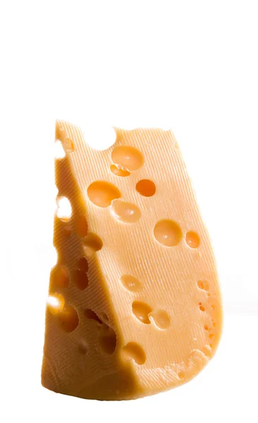 Κίτρινο τυρί που απομονώνονται σε λευκό — Φωτογραφία Αρχείου