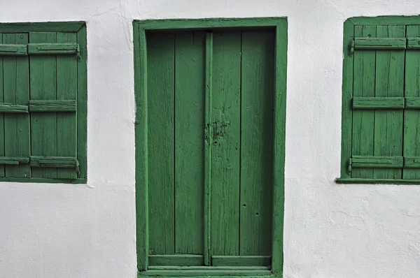 Stock image Green wooden door