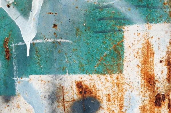 Messy Paint Stains Rusty Metal Grungy Background Texture — Stock Photo, Image