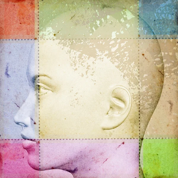 Female head with smudged paint — Stock Photo, Image