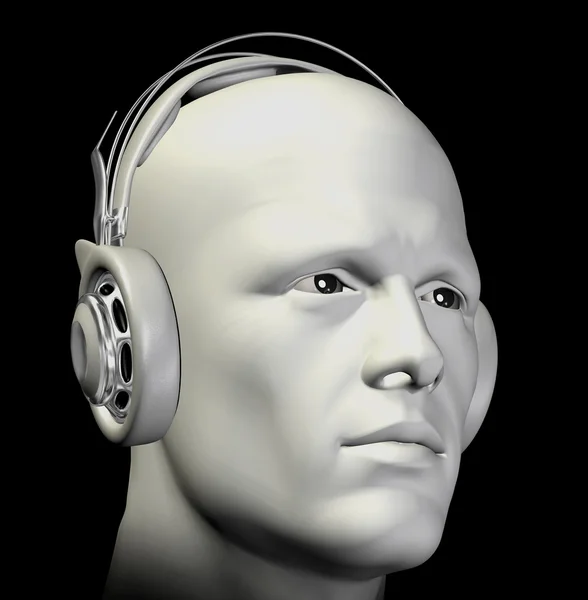 Muž se sluchátky ilustrace — Stock fotografie