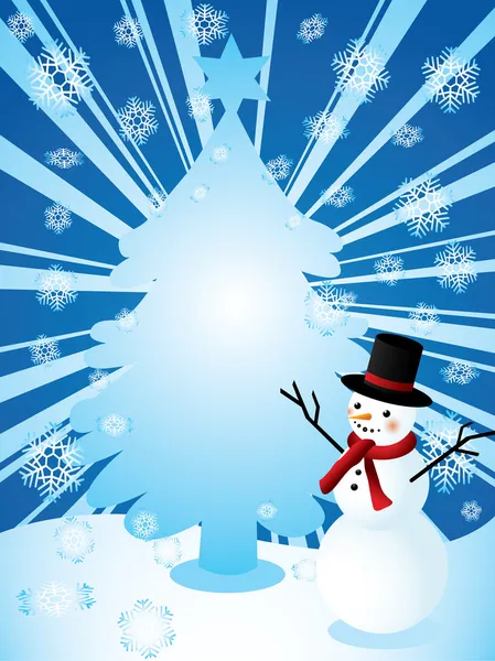 Sněhulák a vánoční strom — Stockový vektor
