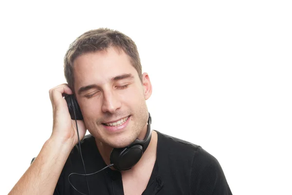 Άνθρωπος που ακούει τη μουσική — Φωτογραφία Αρχείου