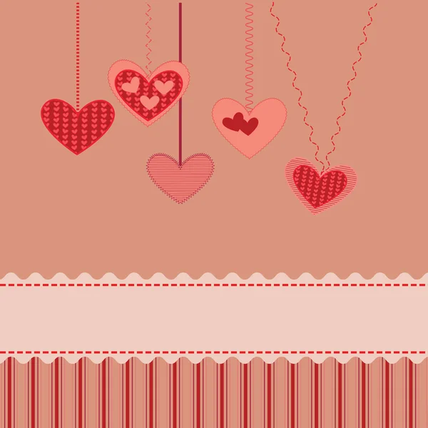 Vector Valentine Card Decorative Hearts — Stock Vector