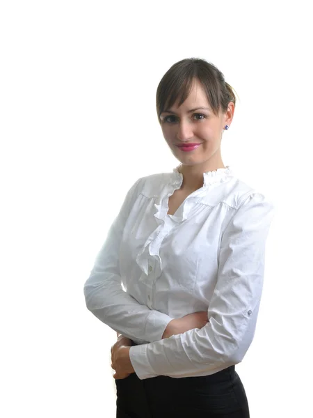 Mulher Negócios Jovem Bonita Isolado Sobre Branco — Fotografia de Stock