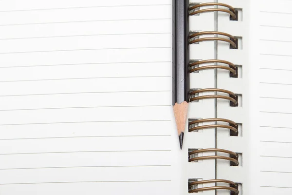 Lined Spiral Diary Black Pencil — Stock Photo, Image