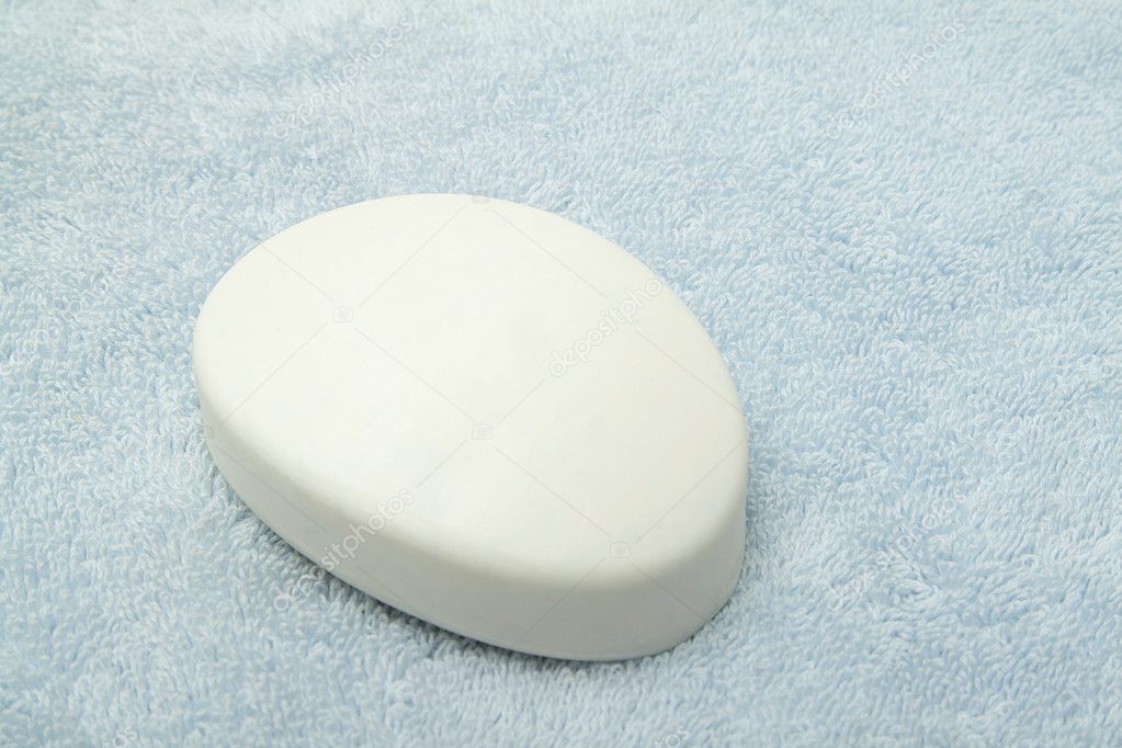 White soap on a towel