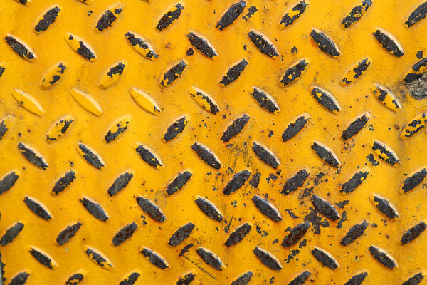 Old orange metal background, close up photo