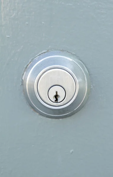 Lock Grayish Metal Door — Stock Photo, Image