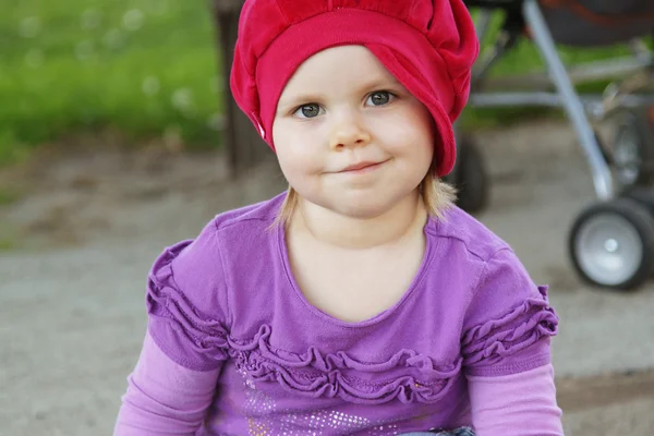 Toddler girl on playground — Stock Photo, Image