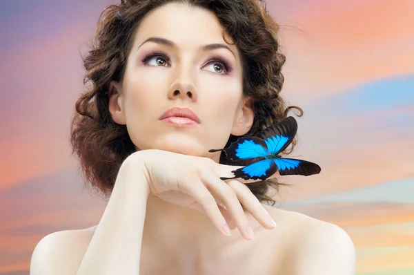 Motýl žena — Stock fotografie