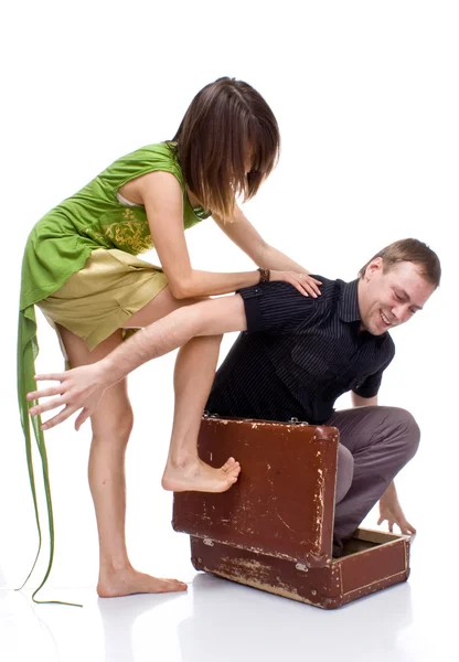 The girl pack his boy — Stock Photo, Image