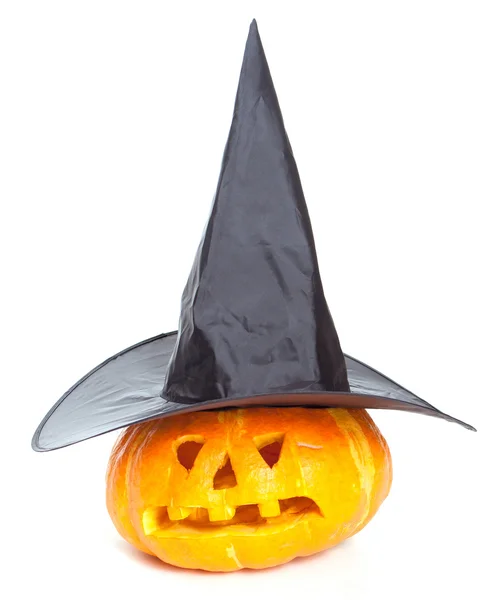 Jack-o-lantern pumpkin in hat — Stock Photo, Image