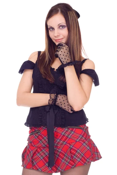 Gothic κορίτσι σε μίνι φούστα — Φωτογραφία Αρχείου