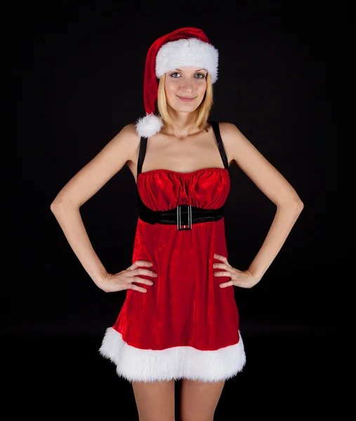 Boże Narodzenie dziewczyna w Santa kapelusz — Zdjęcie stockowe